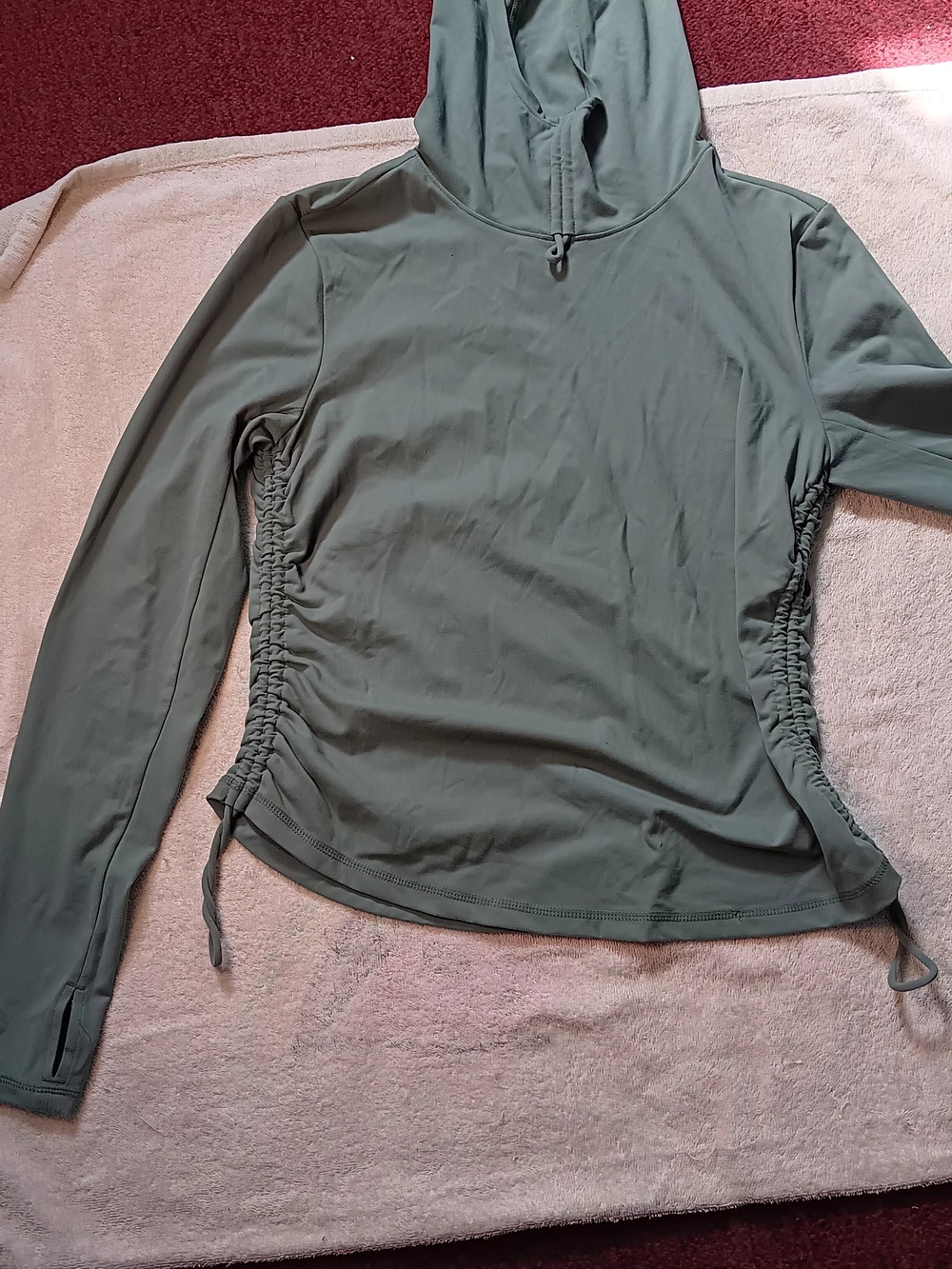 Women's Olive Green Hooded Long-Sleeve Top